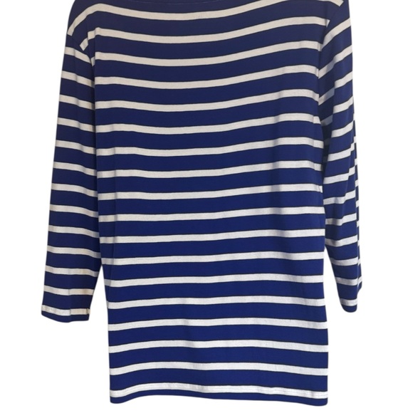 NWT Chico's Navy/White Striped SPRING/SUMMER Top MEDIUM      #P - Picture 4 of 9